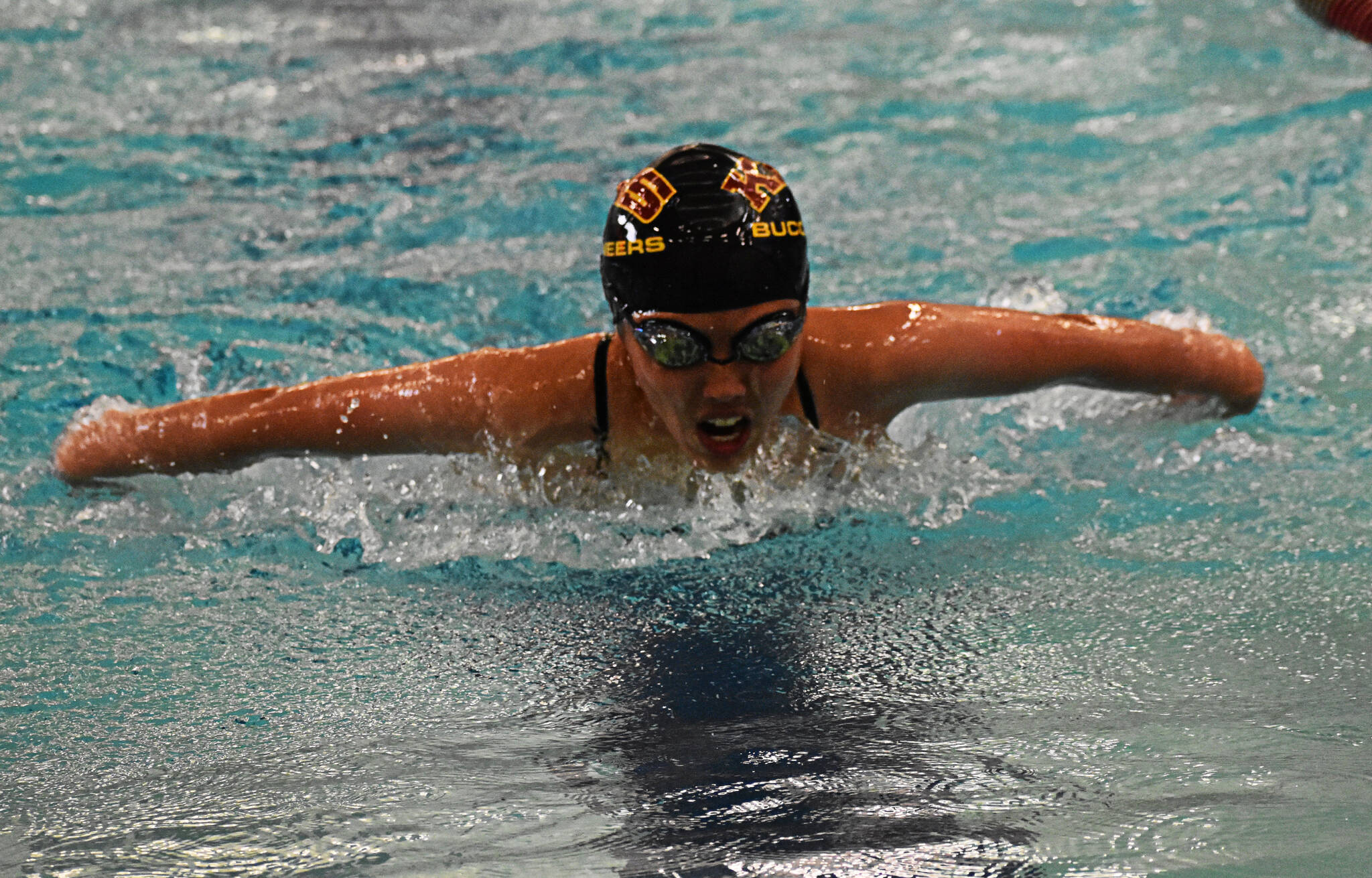 Kingston’s Mimi Hays won both of her meets and qualified for districts in the 100-yard butterfly event. Nicholas Zeller-Singh/North Kitsap Herald Photos