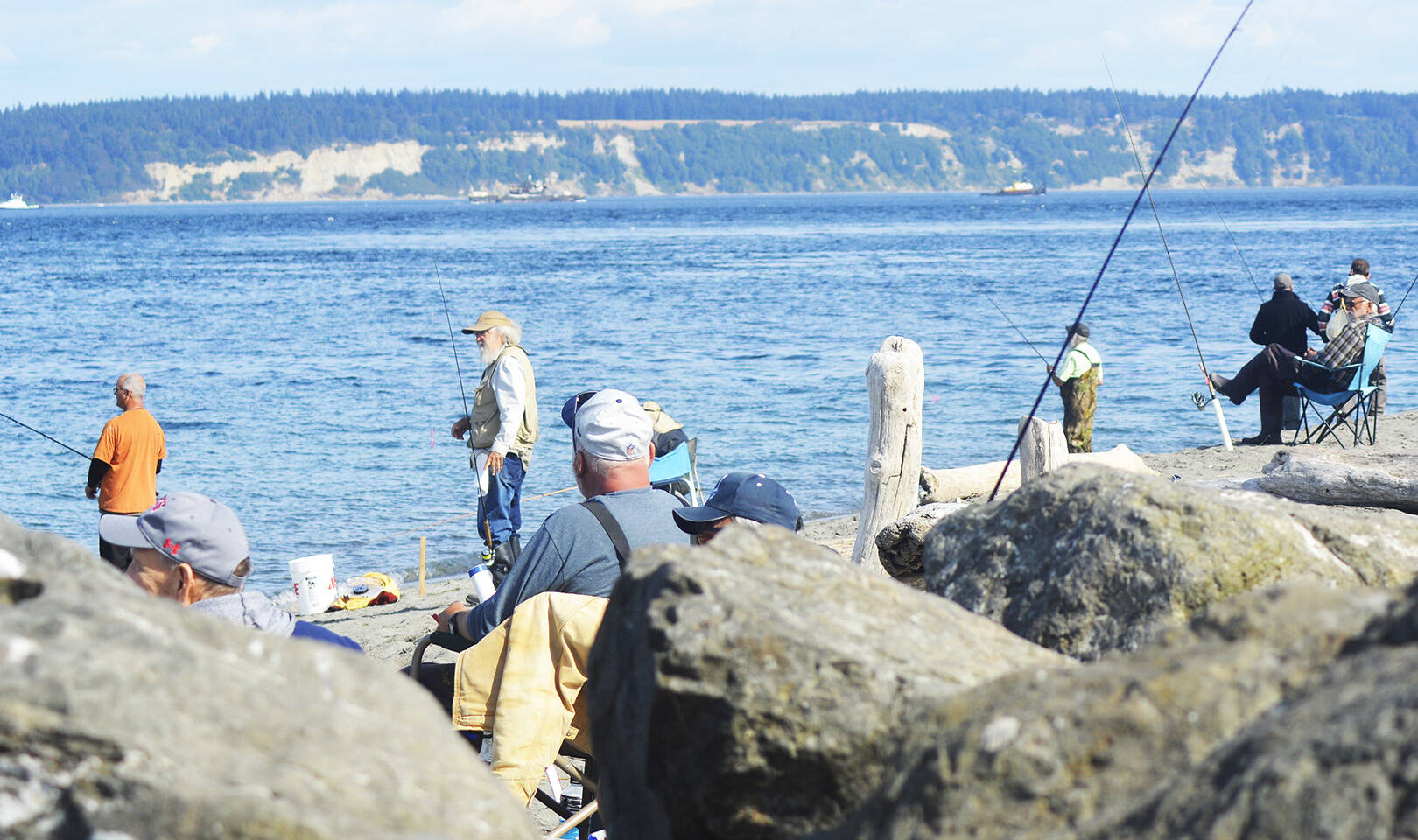 Fall salmon runs bring lots of fishermen to the beaches near the Point No Point lighthouse. Steve Powell/North Kitsap Herald Photos
