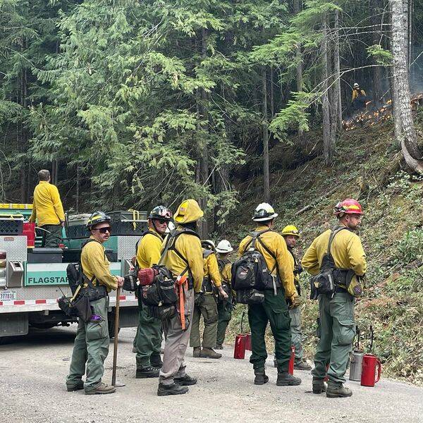 Firefighters in Oregon work on burnout operations in attempts to contain the wildfire. Courtesy Photo
