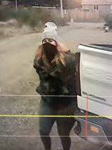A still photo of the female suspect taken from video footage of the stolen Amazon van. Courtesy Photo