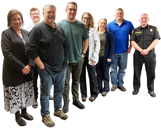 Survival chain members included: Jeanell Rasmussen, chief nursing officer; Samuel McClendon (AMI coordinator); Kevin Magraw; Ryan Magraw; Lori Danko, director, Emergency Services: Tiffany Ligon, interim director, Critical Care; Nick Waldbillig of Kitsap 911; Rick LaGrandeur, NKF&R assistant chief, who represented the fire district crew that was unable to stay at the meeting after members were called for a house fire response. Courtesy Photo