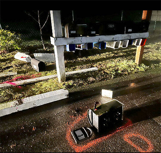Mailbox on the ground dislodged from the post. KCSO Courtesy Photos