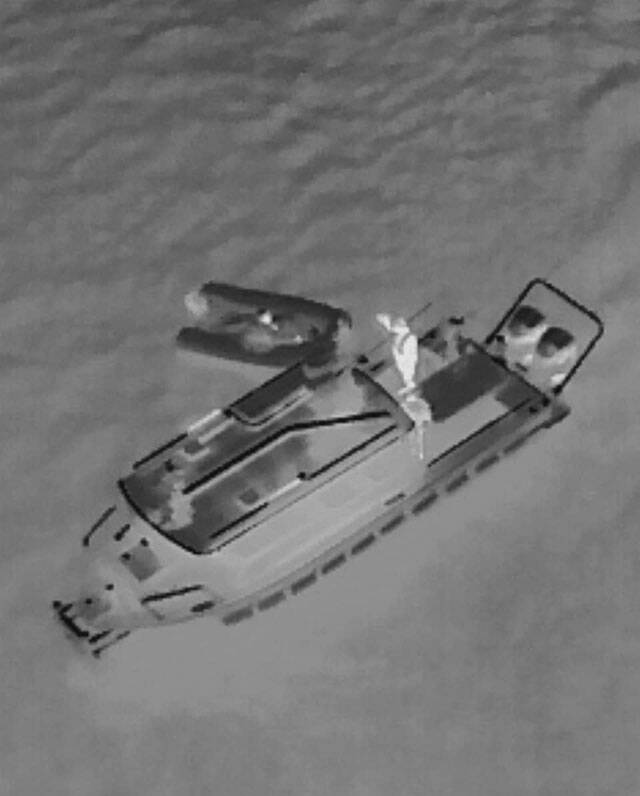 The Poulsbo Fire Department was dispatched for a stranded boater in Liberty Bay Jan. 16 due to a mechanical failure. Poulsbo police were able to locate the individual with its infrared drone camera (shown above) and PFD Marine 74 brought him and his small tender safely to shore. Courtesy Photo