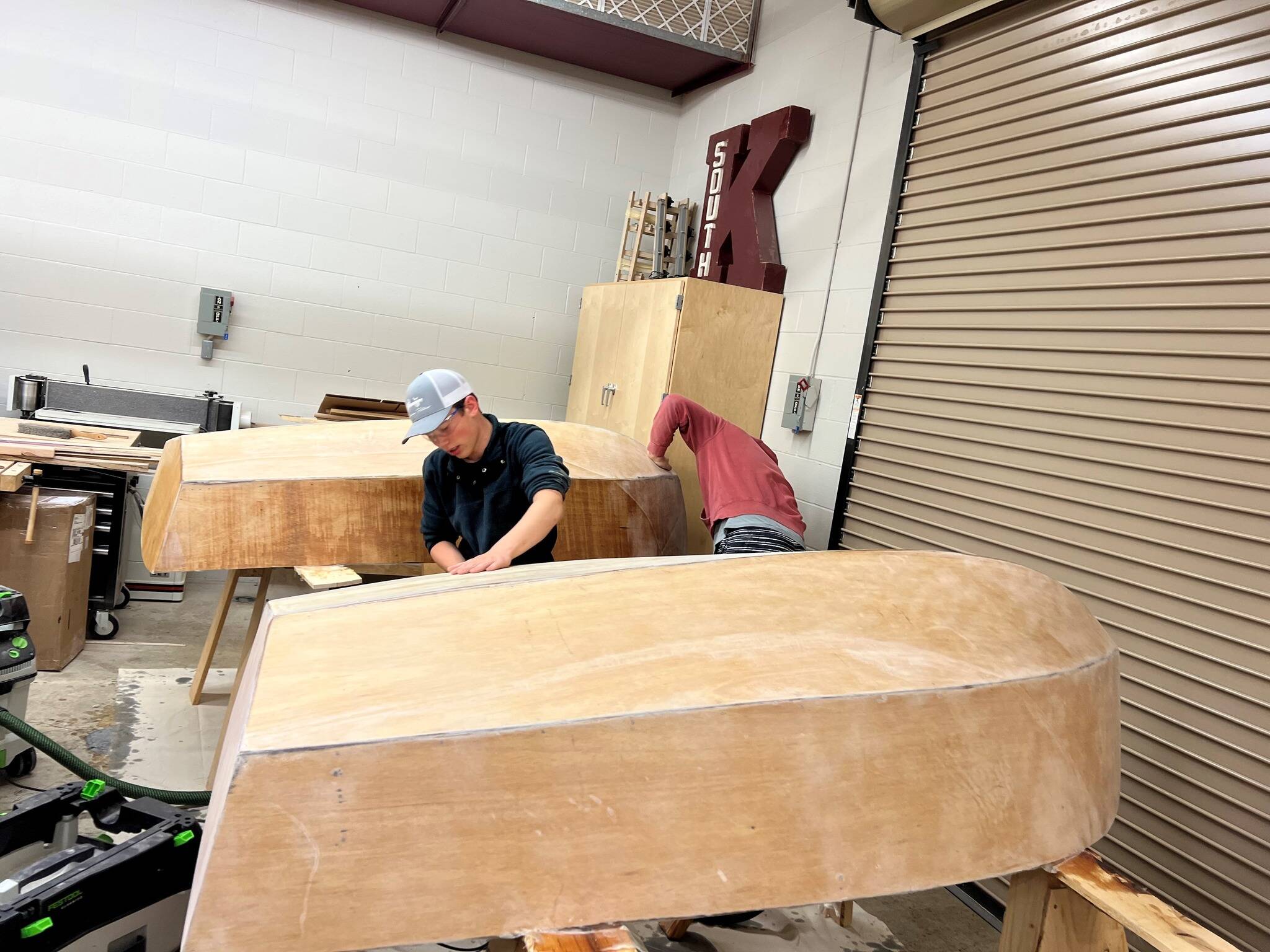 Courtesy Photo
A student at South Kitsap High School continues to work on a boat.