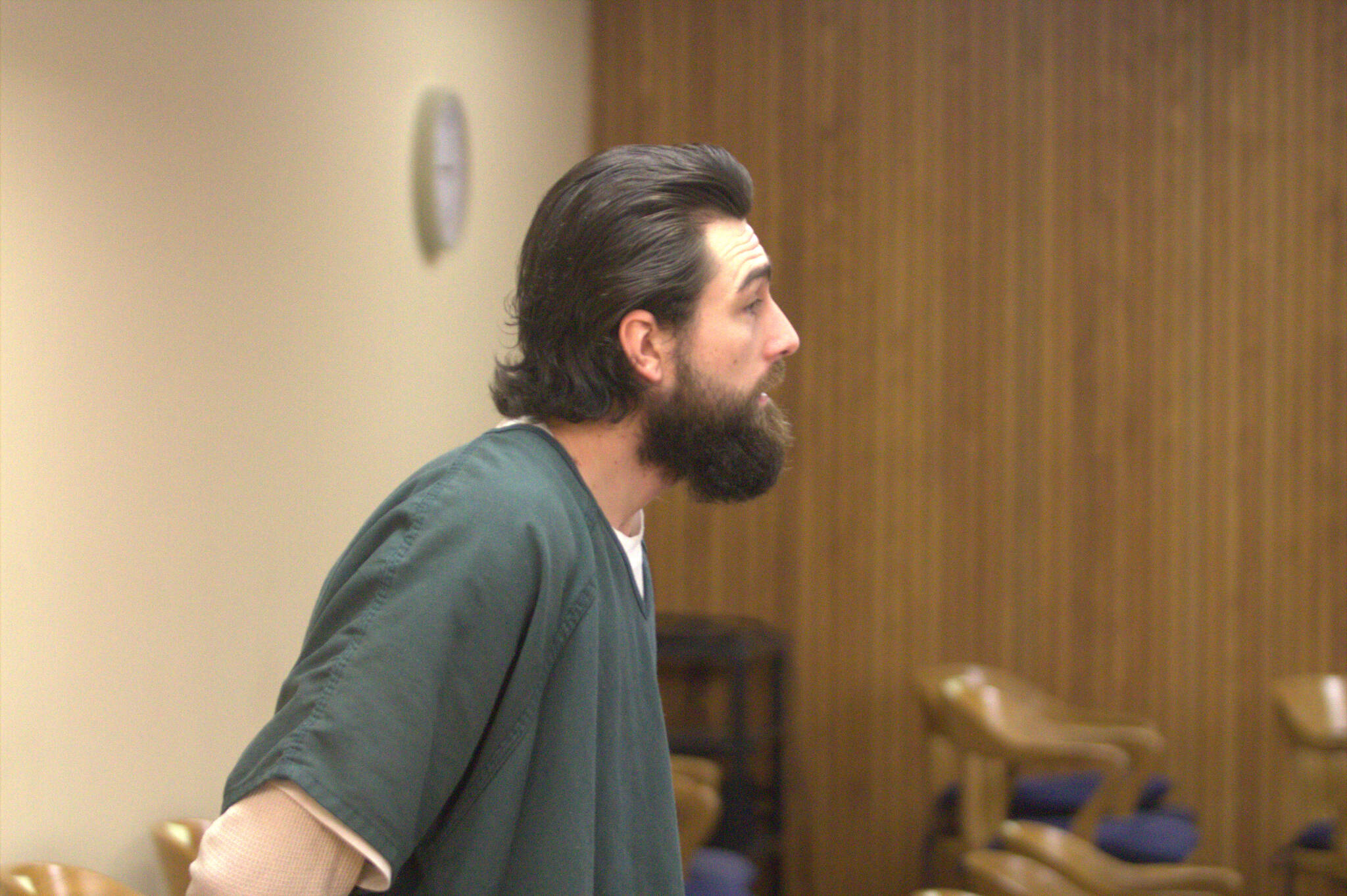 Stephen Clayton is led into the courtroom for his sentencing hearing. Elisha Meyer/Kitsap News Group Photos