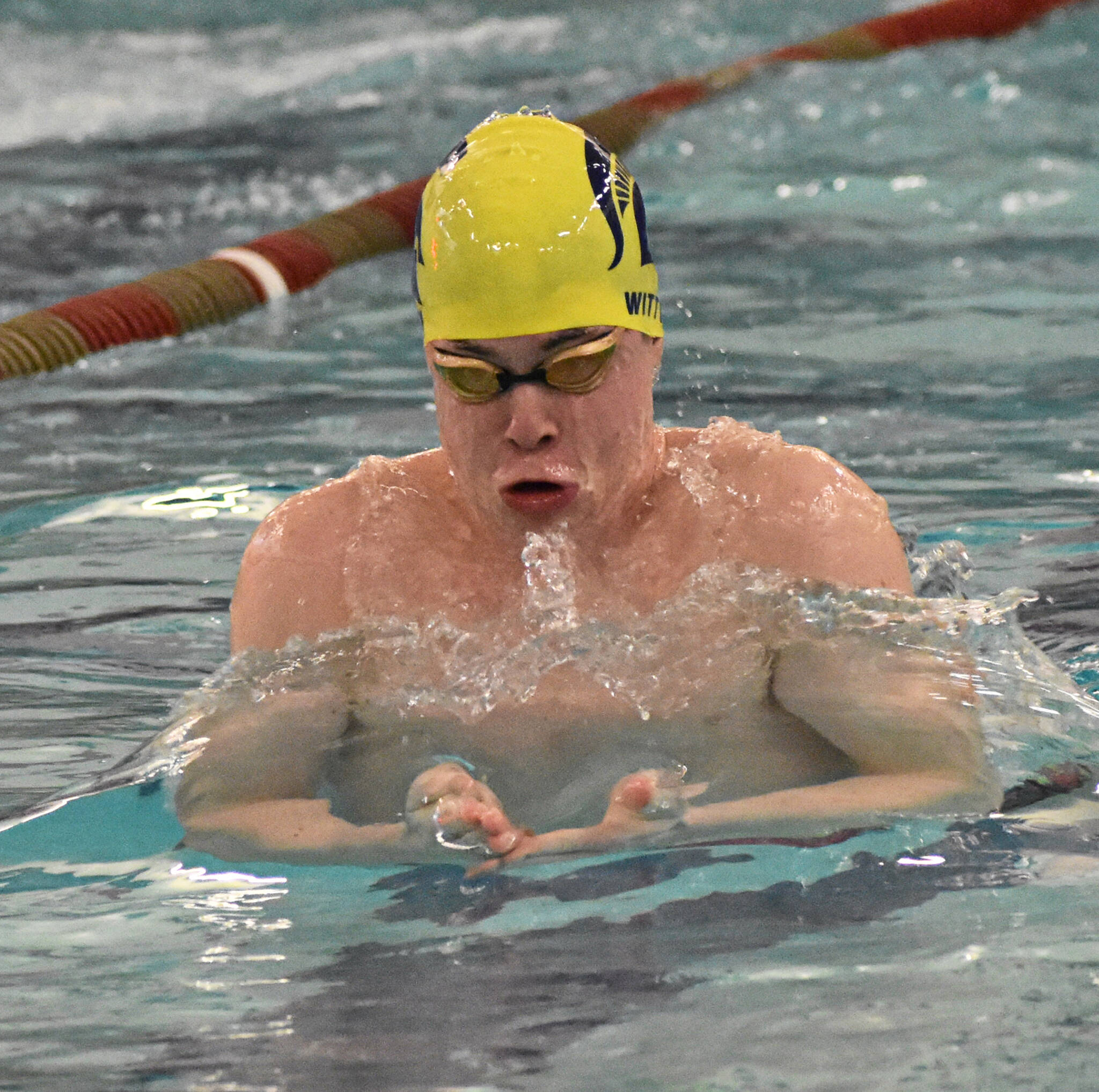 Thomas Witty placed second in the 100-yard butterfly for BHS. Nicholas Zeller-Singh/Kitsap News Group Photos