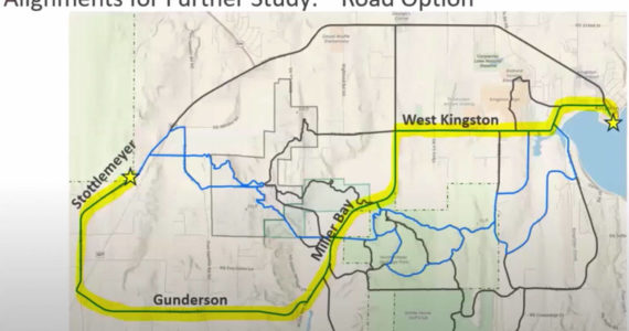 A map showing the layout of the North Sound to Olympics Trail with possible pathways. Courtesy Image