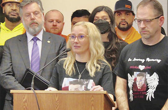 Amber Weilert, a mother from Parkland, shares her story of losing her son due to a drunk driver. Lawmakers said they have bipartisan agreement on a package of bills to make streets safer for workers, bicyclists, pedestrians and others. Reneé Diaz Courtesy Photo