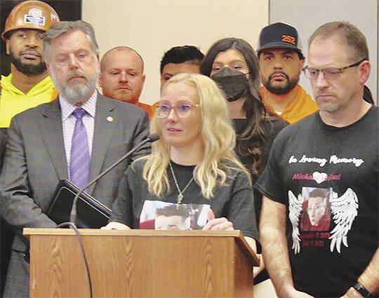 Amber Weilert, a mother from Parkland, shares her story of losing her son due to an inattentive driver. Lawmakers said they have bipartisan agreement on a package of bills to make streets safer for workers, bicyclists, pedestrians and others. Reneé Diaz Courtesy Photo