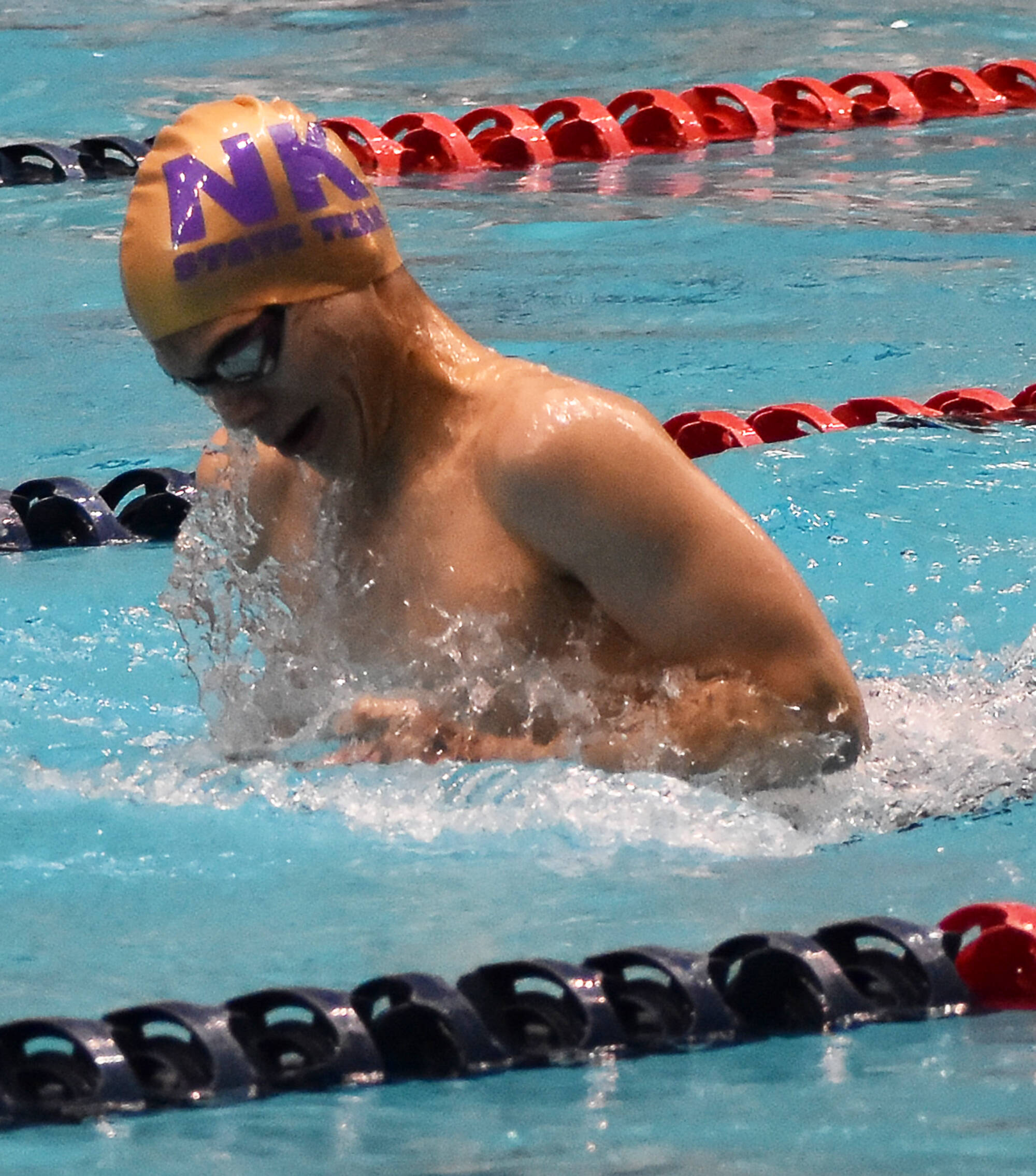 North Kitsap’s Max Nolan looks to place in the breaststroke event.