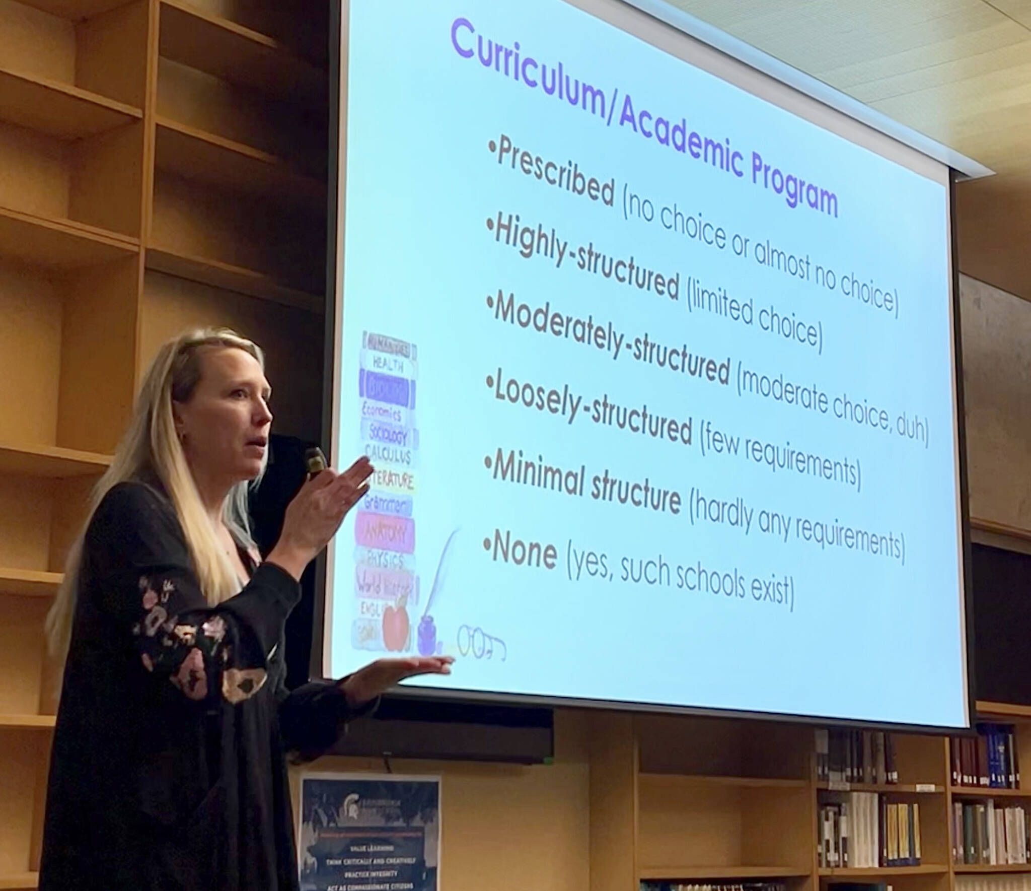 BHS counselor Cara Tebo speaks with parents and students during a " Beyond BHS" seminar about the importance of finding the right fit when selecting a college. Nancy Treder/Kitsap News Group Photos