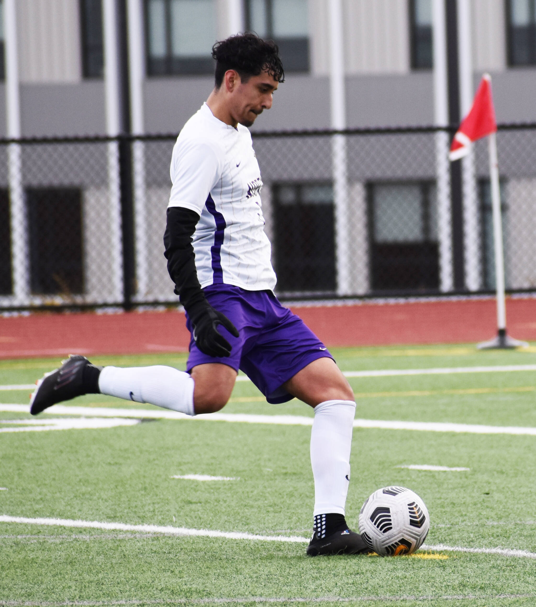 North Kitsap’s Junior Larios scores a penalty kick to tie the game.