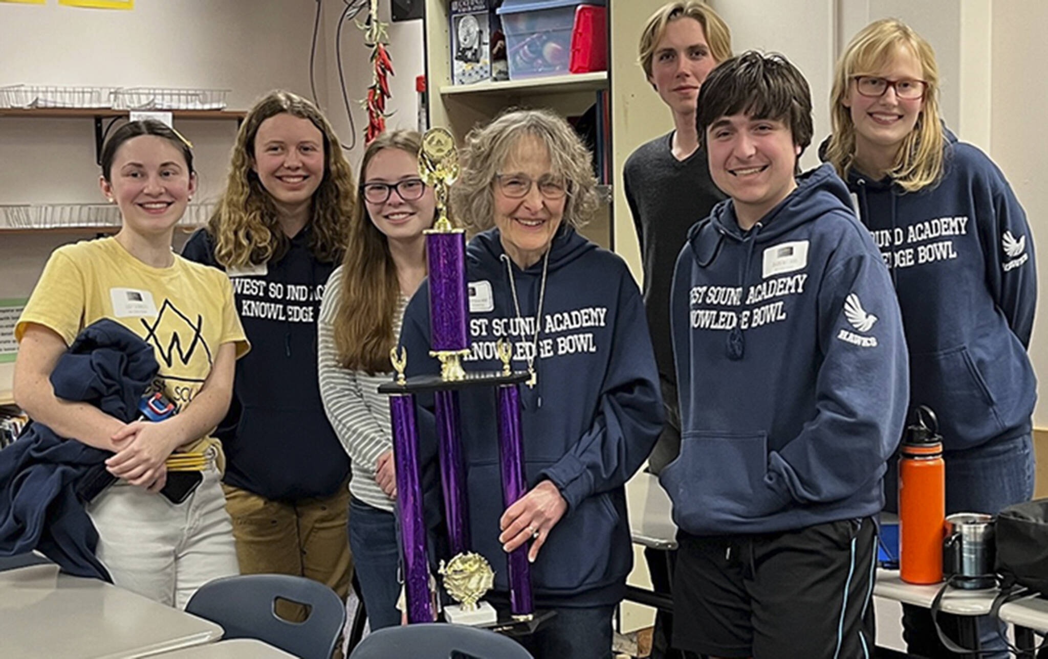 Lucy Schmitt, Zia Magill, Mia Lowell, coach Susan Trower, Noah Holly, Andrew Corbo and Nadia Fisch. WSA Courtesy Photo