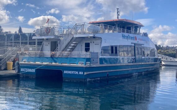 Kitsap Transit's "Waterman" ferry sits docked in Port Orchard between trips to and from Bremerton. Elisha Meyer/Kitsap News Group