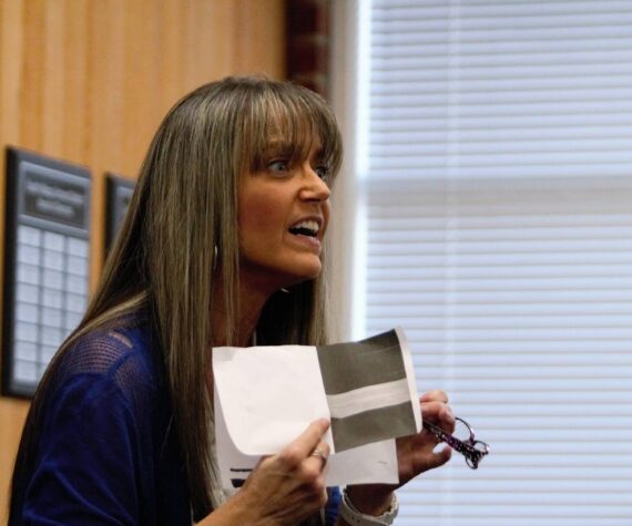 Amanda O'Dell accuses Superintendent Tim Winter of lying. Elisha Meyer/Kitsap News Group photos