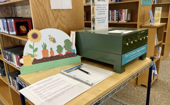 The Port Orchard Seed Library, set up opposite the main library desks. Elisha Meyer/Kitsap News Group