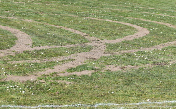 Kingston’s softball field was partially ruined by a car driving through the outfield. Nicholas Zeller-Singh/Kitsap News Group Photos