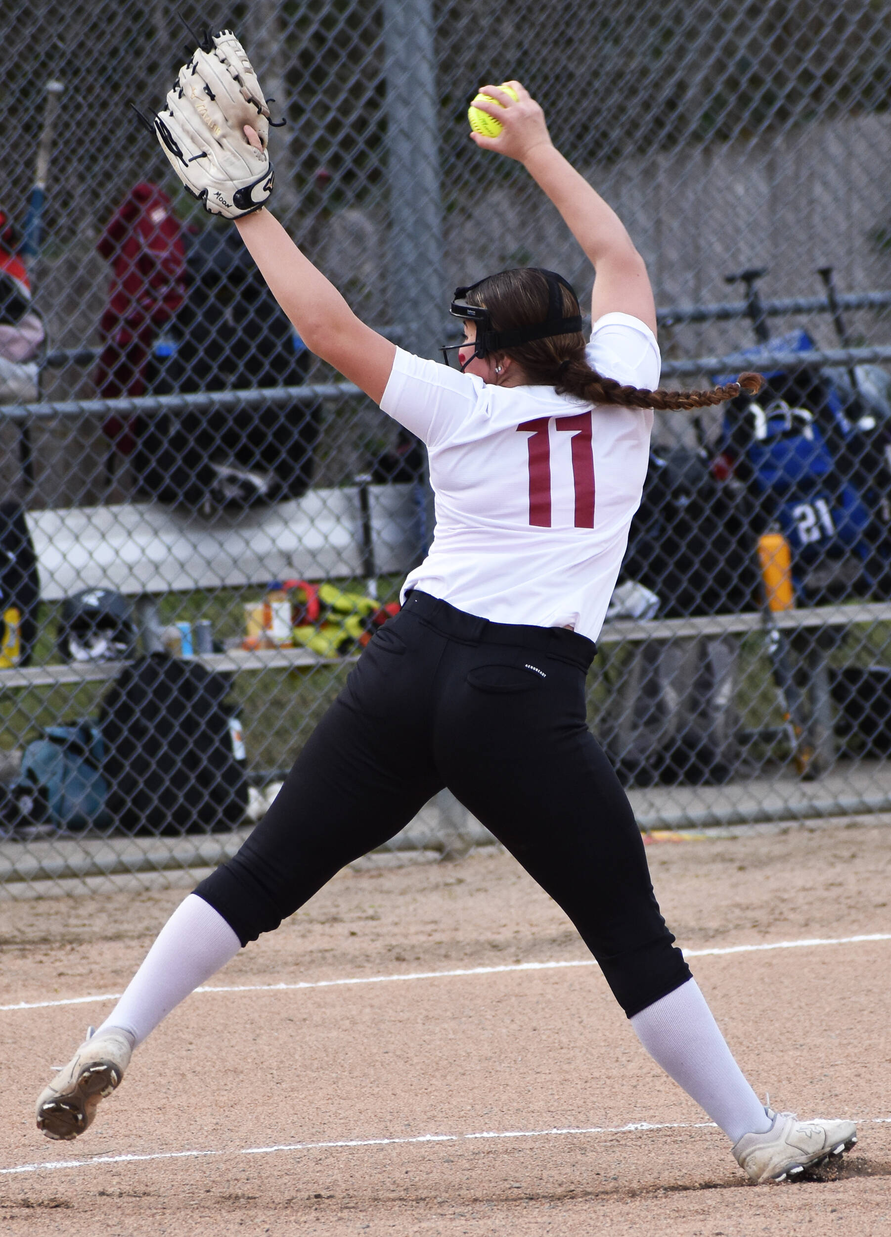 Kingston’s Jayla Moon dominates on the mound with 10 strikeouts and zero runs against Bainbridge.