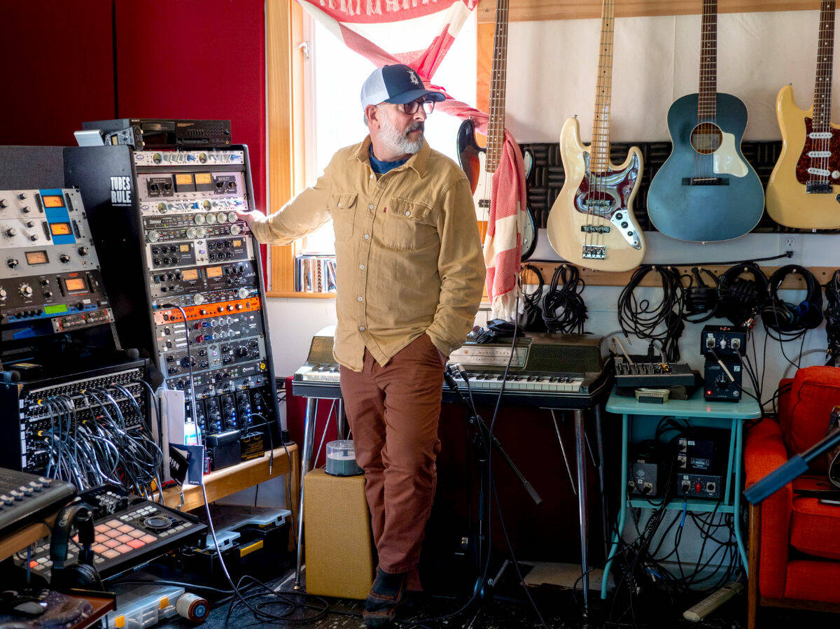 Johnny Bregar in his Bainbridge Island recording studio.