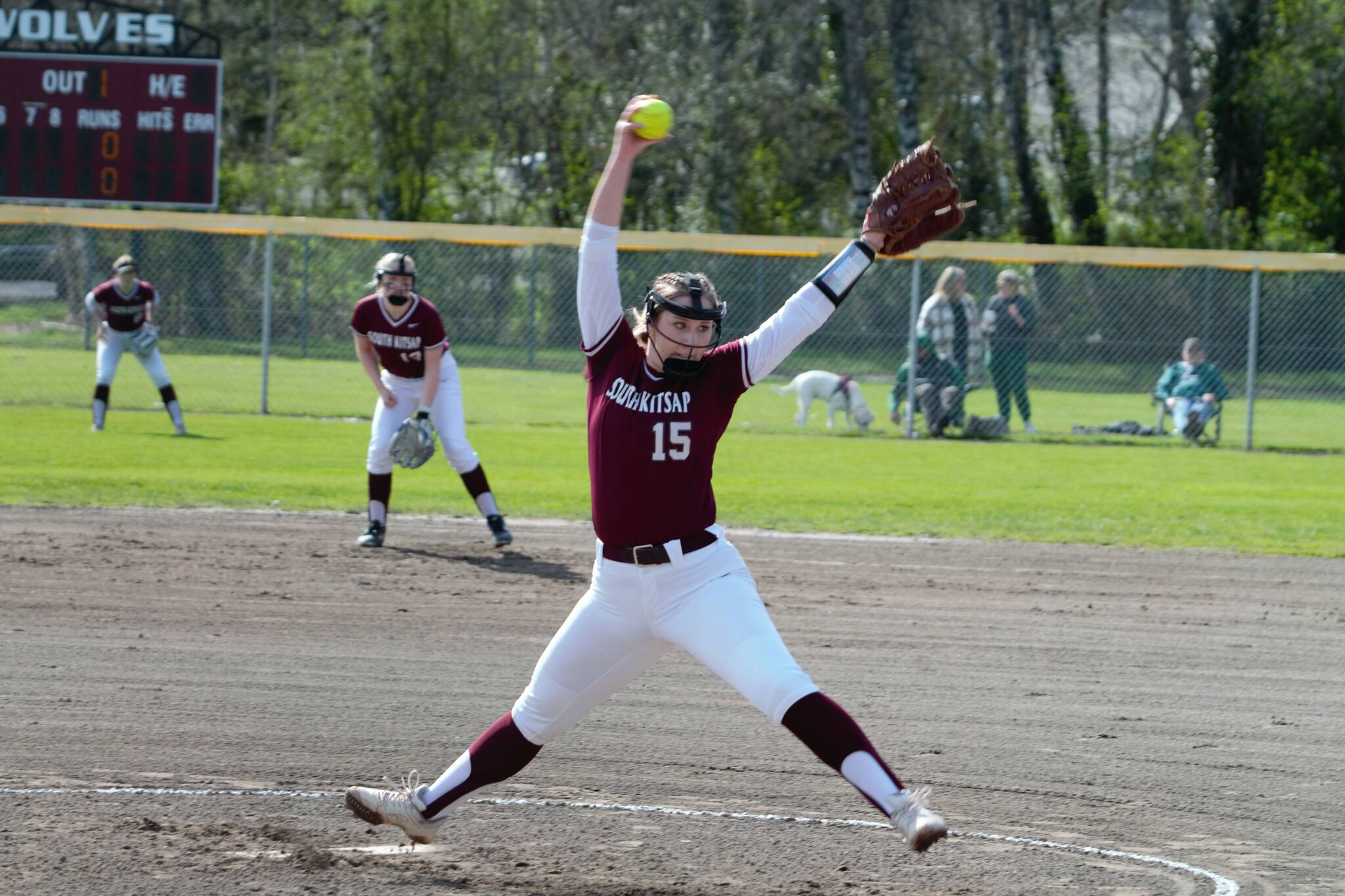 Junior Elle Ecklund delivers a pitch during her start against Emerald Ridge. Elisha Meyer/Kitsap News Group Photos