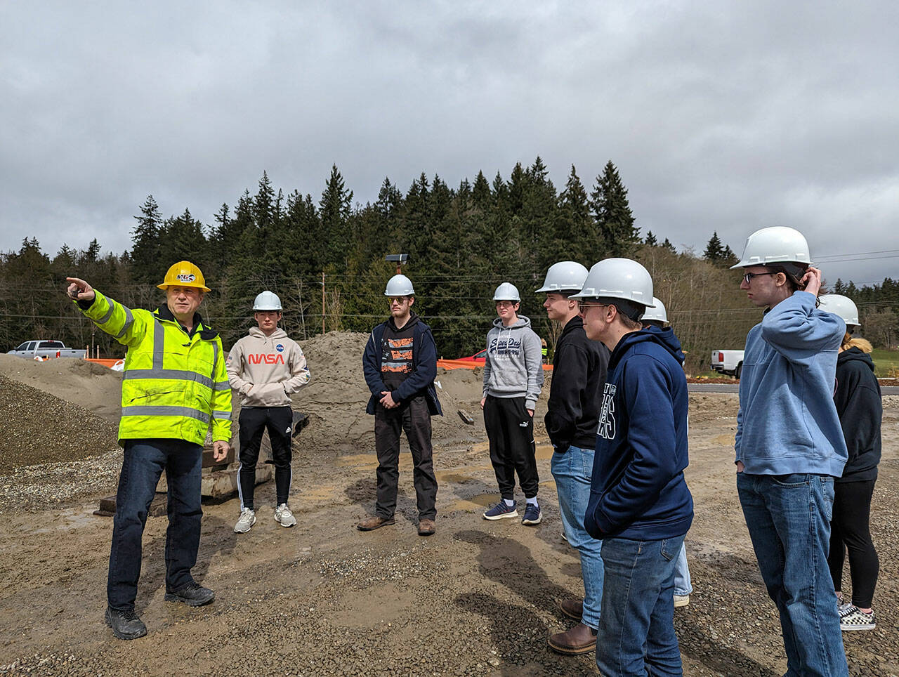 Mark Anspach, Marwood General Construction head of business development, gives the students a site walk. Marwood General Construction courtesy photos