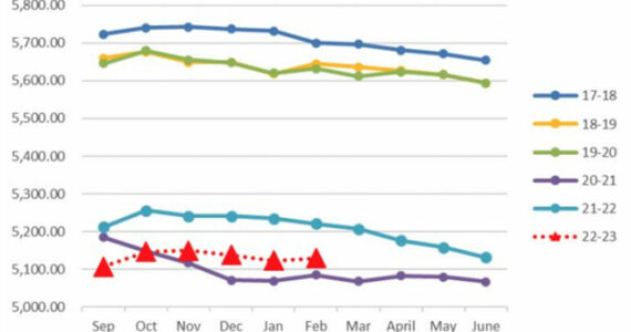 This graphic shows the declining enrollment at North Kitsap School District the past few years. Courtesy of NKSD