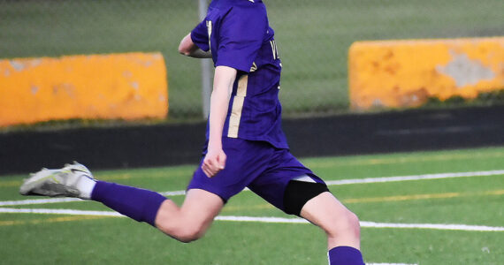 Harper Sabari ties the game with a penalty kick. Nicholas Zeller-Singh/Kitsap News Group Photos