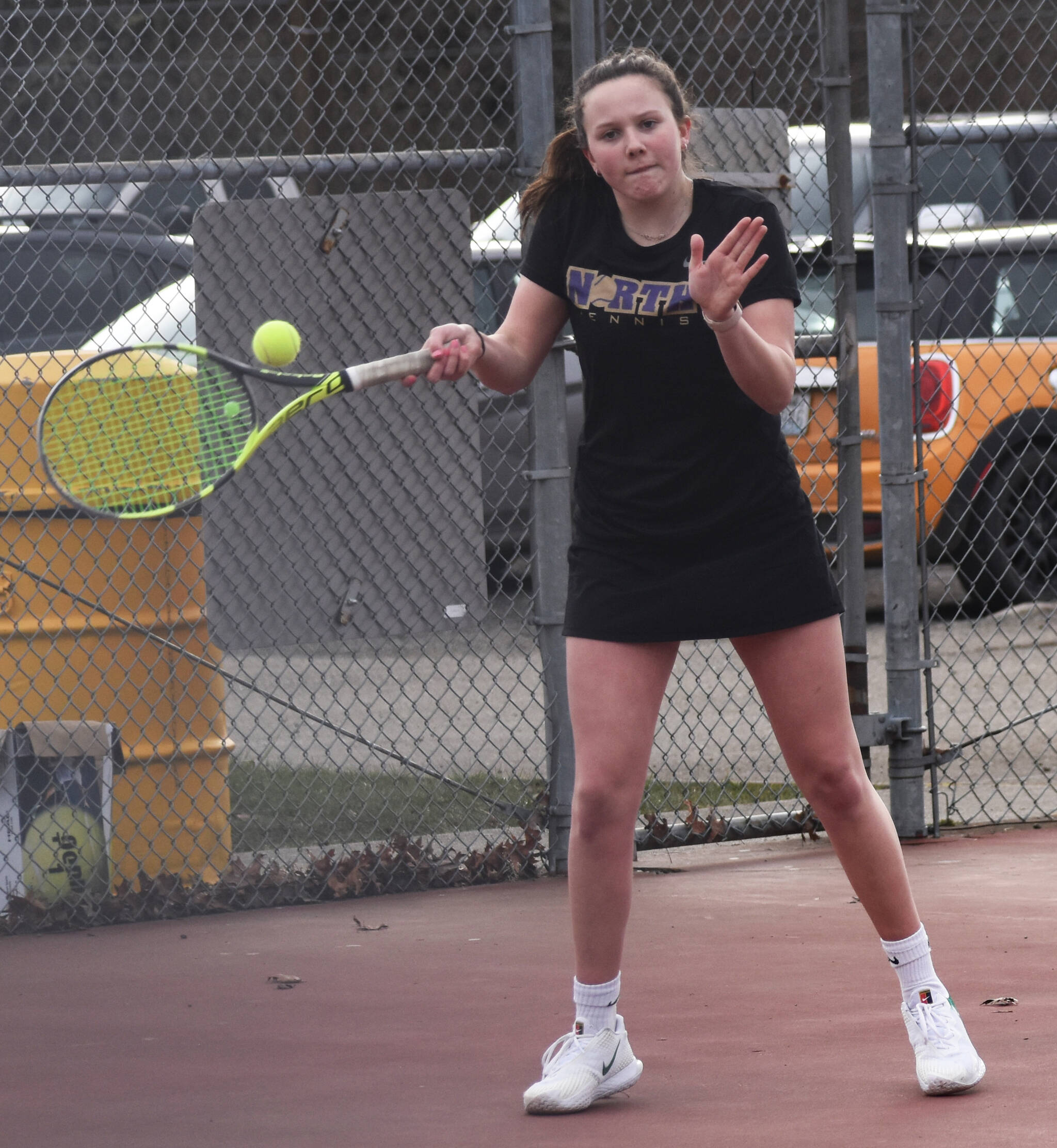 North Kitsap’s Teegan Devries finishes third in the district tournament singles bracket. Mary McCombs courtesy photo