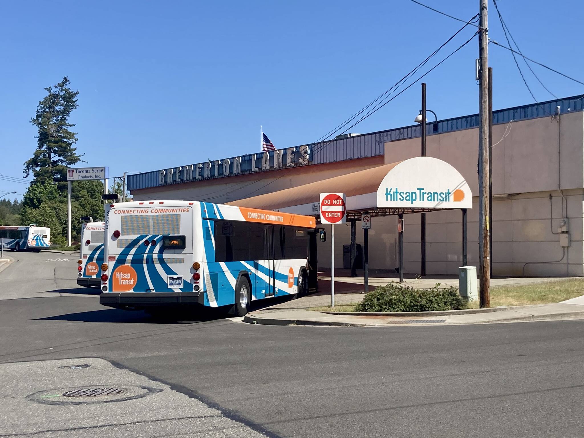 Kitsap Transit’s current bus transit center in West Bremerton, branching off the old Bremerton Lanes location. Elisha Meyer/Kitsap News Group