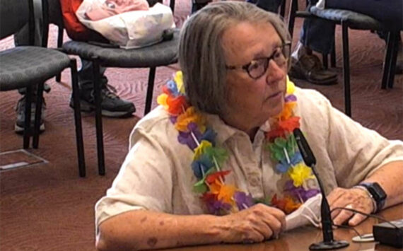 Pam Keeley addresses the Poulsbo City Council during public comments at its June 7 meeting. Tyler Shuey/Kitsap News Group