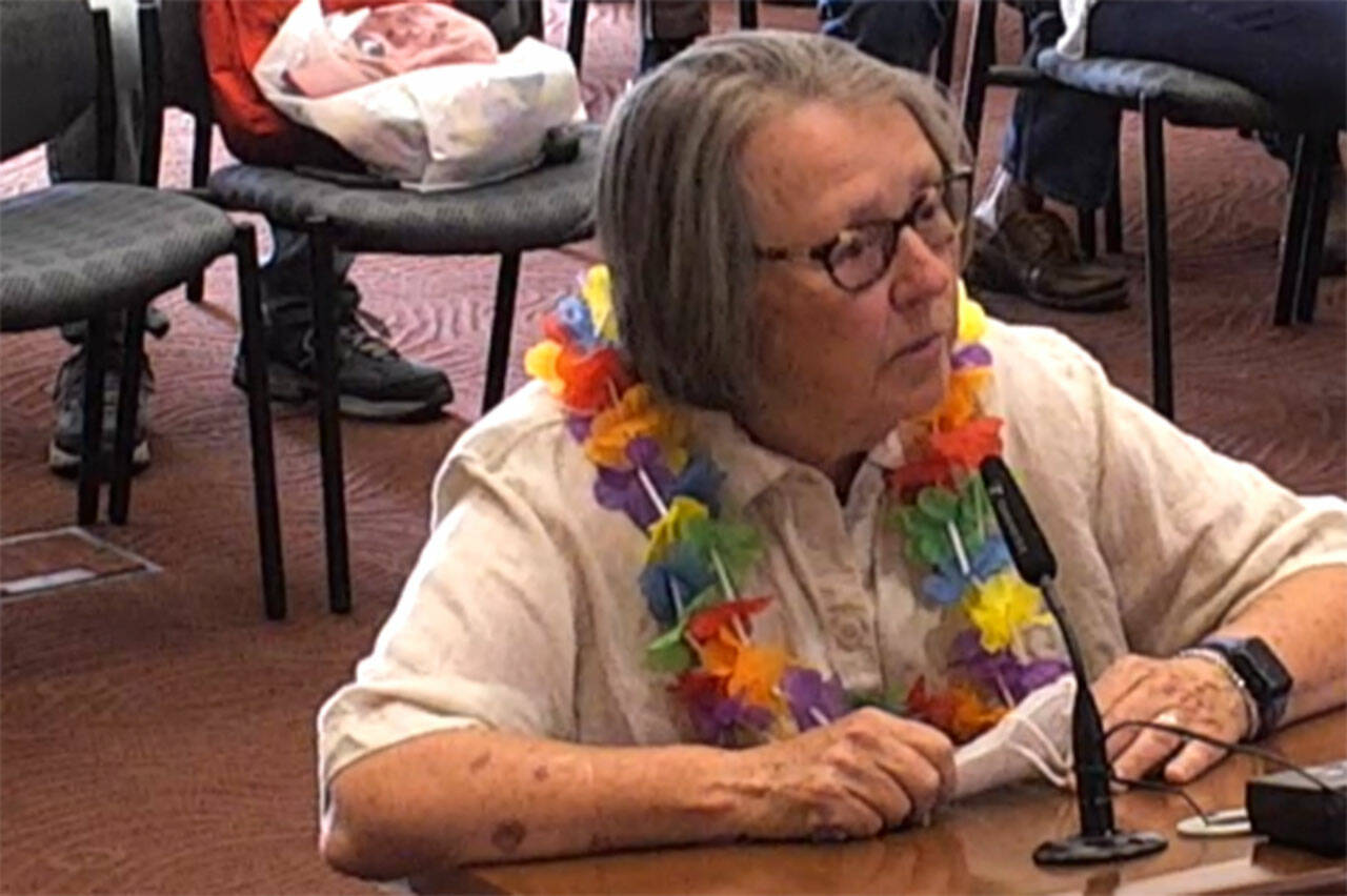 Pam Keeley addresses the Poulsbo City Council during public comments at its June 7 meeting. Tyler Shuey/Kitsap News Group