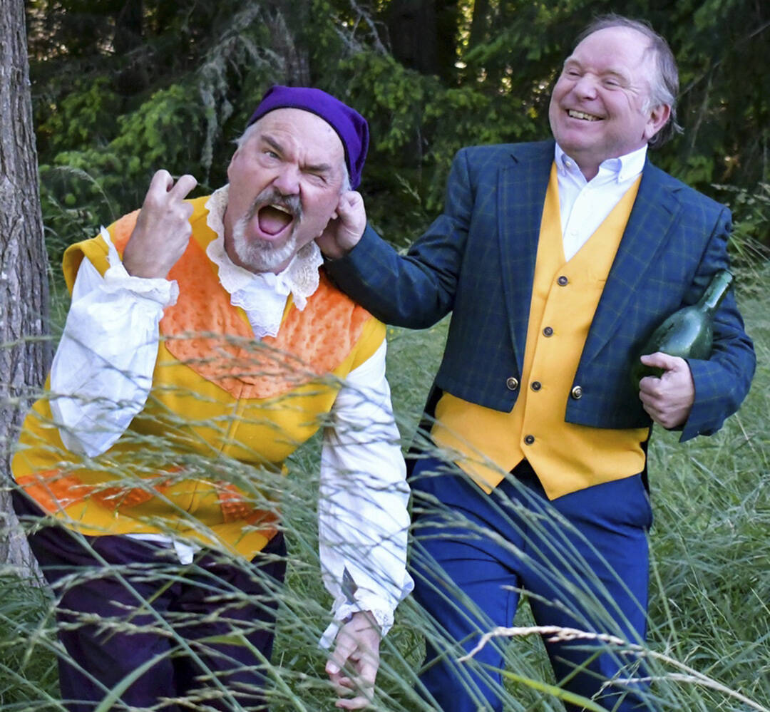 John Ellis plays Trinculo and Gary Fetterplace is Stephano in "The Tempest." Bainbridge Performing Arts presents William Shakepeare's play June 22 through July 9 at the Bloedel Reserve. For tickets call 206-842-8569. BPA Courtesy Photo