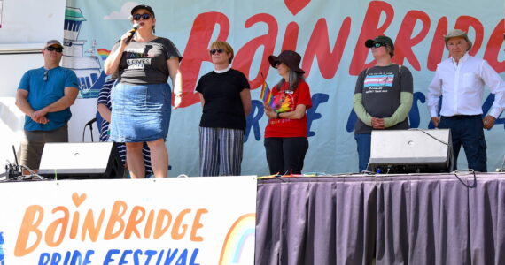 A group of Bainbridge and local clergy speak at the festival about acceptance and faith. Nancy Treder/Kitsap News Group Photos