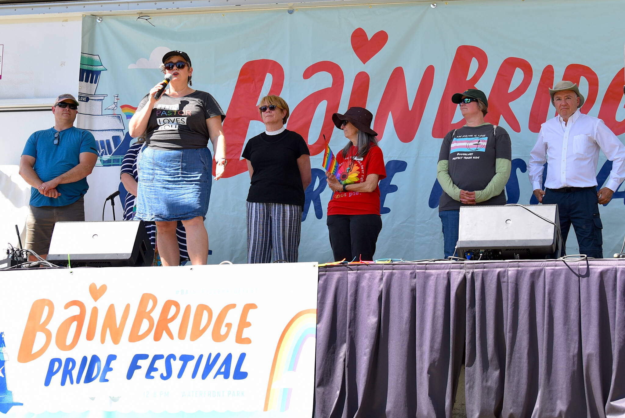 A group of Bainbridge and local clergy speak at the festival about acceptance and faith. Nancy Treder/Kitsap News Group Photos
