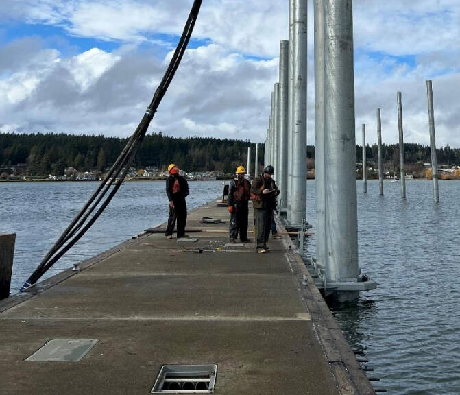 The new floating breakwater is expected to be completed end of August to early September. Port of Poulsbo courtesy photo
