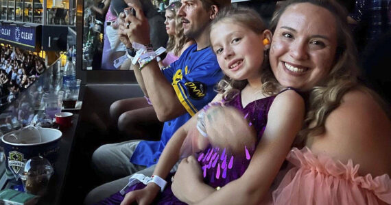 Samantha and Marley Christopherson of Bainbridge Island in the Seahawks suite for the Taylor Swift concert. Samantha Christopherson courtesy photos