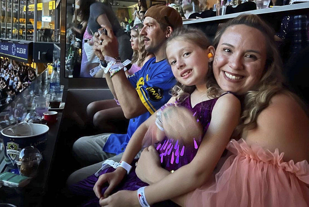 Samantha and Marley Christopherson of Bainbridge Island in the Seahawks suite for the Taylor Swift concert. Samantha Christopherson courtesy photos