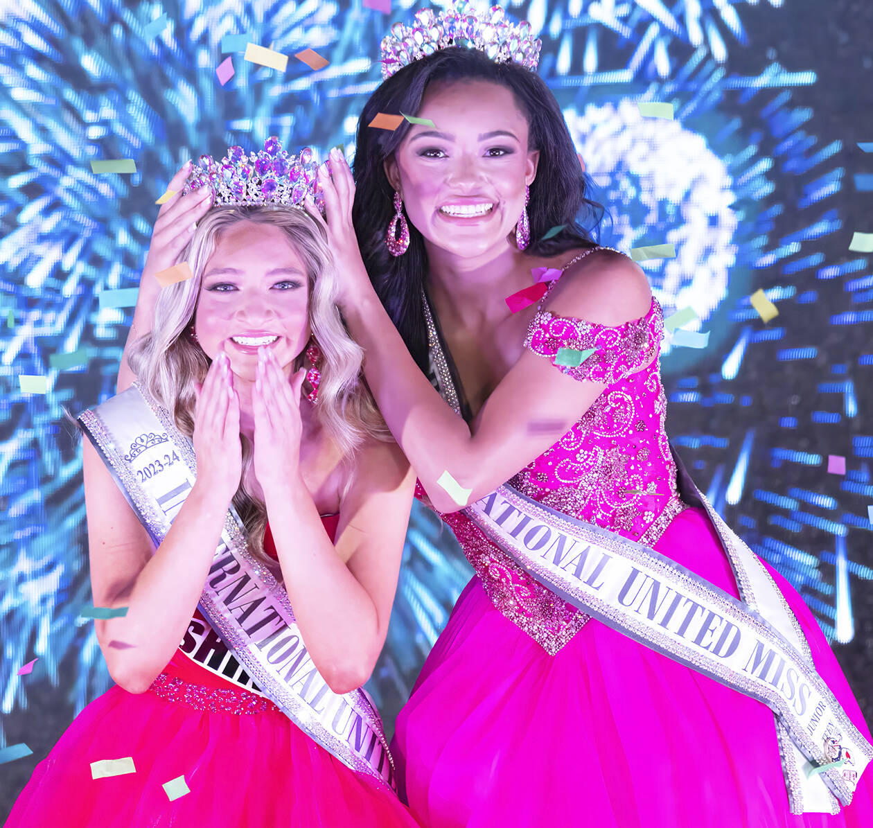 Catherine Feihn courtesy photo
Kendall Runyan, left, is stunned as she is crowned on stage.
