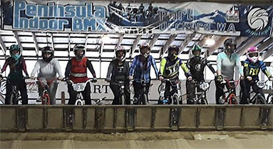 Lining up for a race. Peninsula Indoor BMX courtesy photo