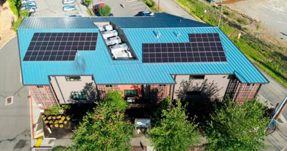 PSE courtesy photo
The solar array on the roof of Fishline Food Bank & Comprehensive Services in Poulsbo.