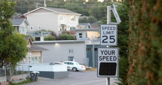 This speed feedback sign, located in the heart of Manchester off Colchester Drive, is reportedly only doing so much to deter the increasing number of speeders through the community. Elisha Meyer/Kitsap News Group