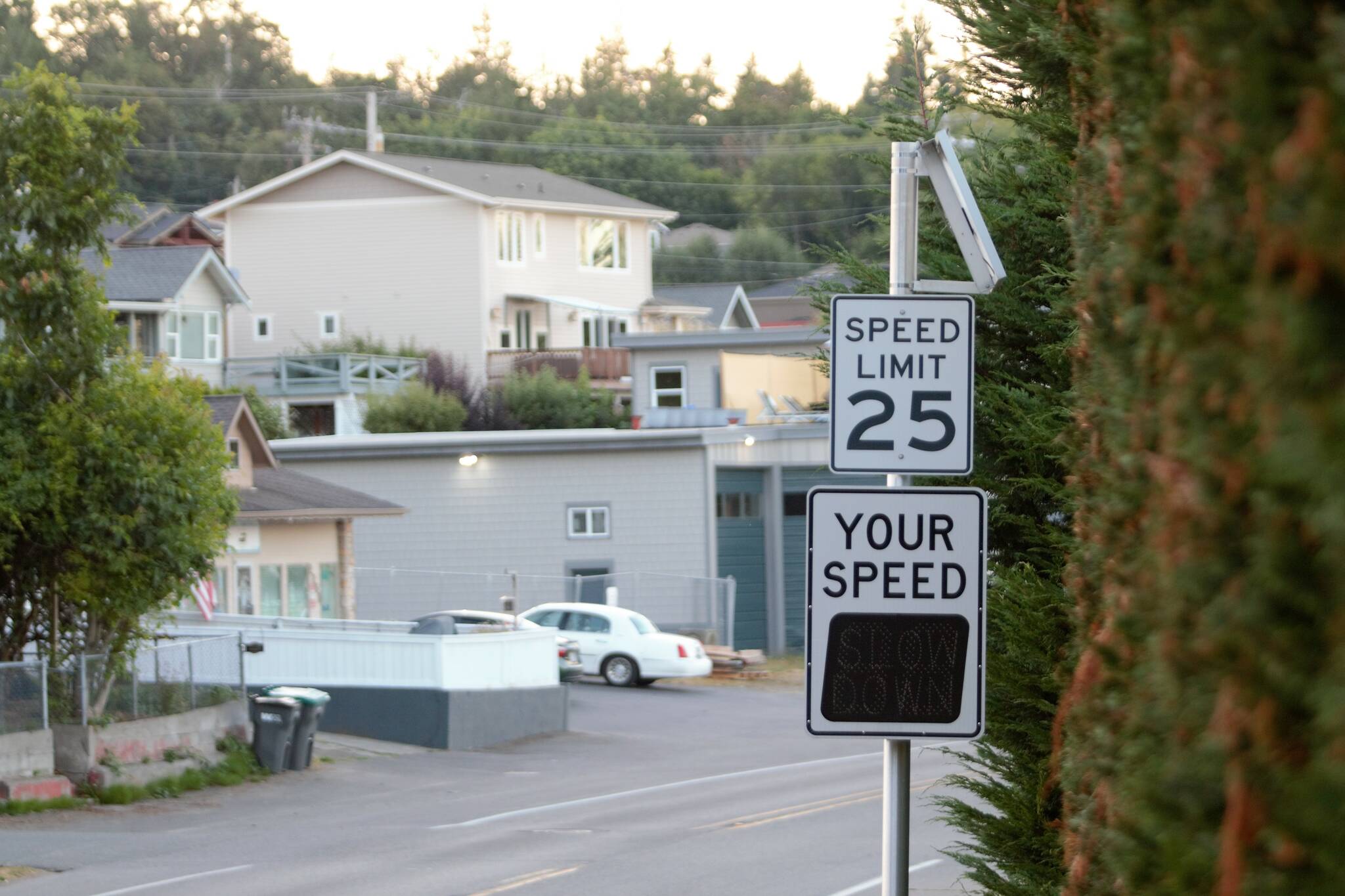 This speed feedback sign, located in the heart of Manchester off Colchester Drive, is reportedly only doing so much to deter the increasing number of speeders through the community. Elisha Meyer/Kitsap News Group