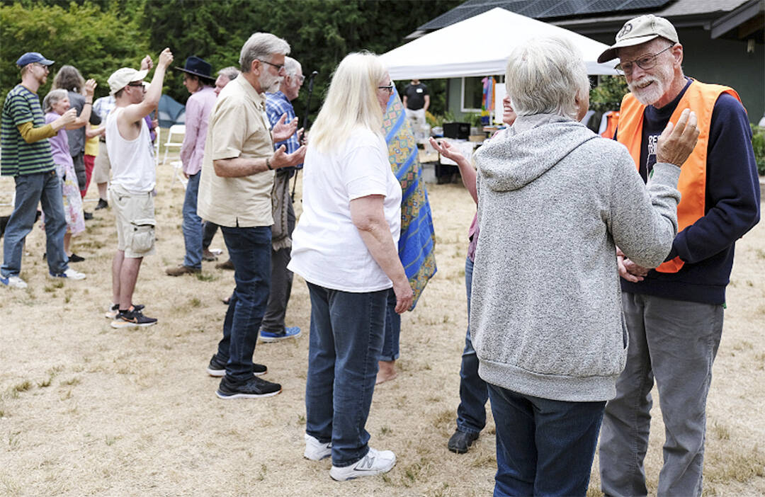 Participants play various roles as they learn how to protest nonviolently. Damon Williams/Kitsap News Group Photos