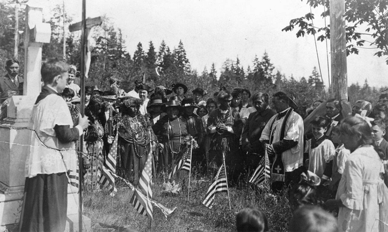 Graveside honoring of Chief Seattle during the event's early years.