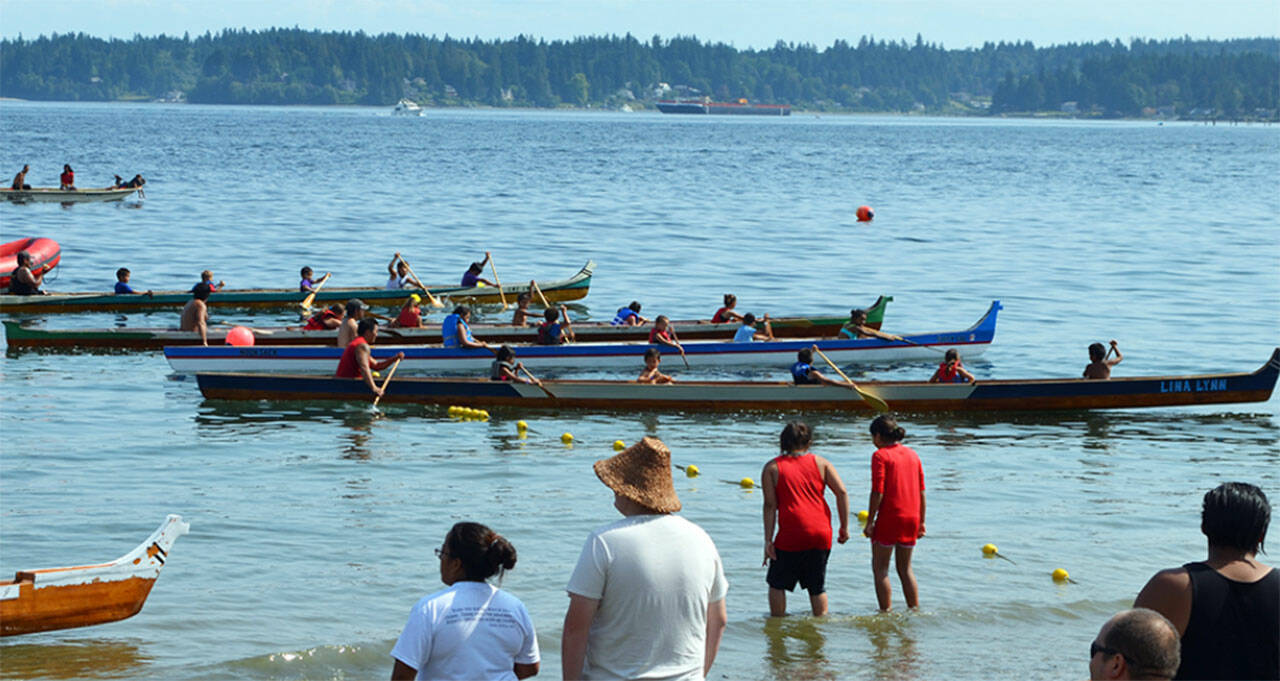 Canoe races are always a popular event at Chief Seattle Days. Suquamish Tribe courtesy photos