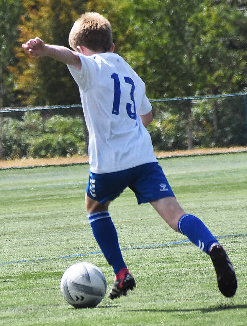 Hayden Diets takes a shot during a free kick for BIFC.