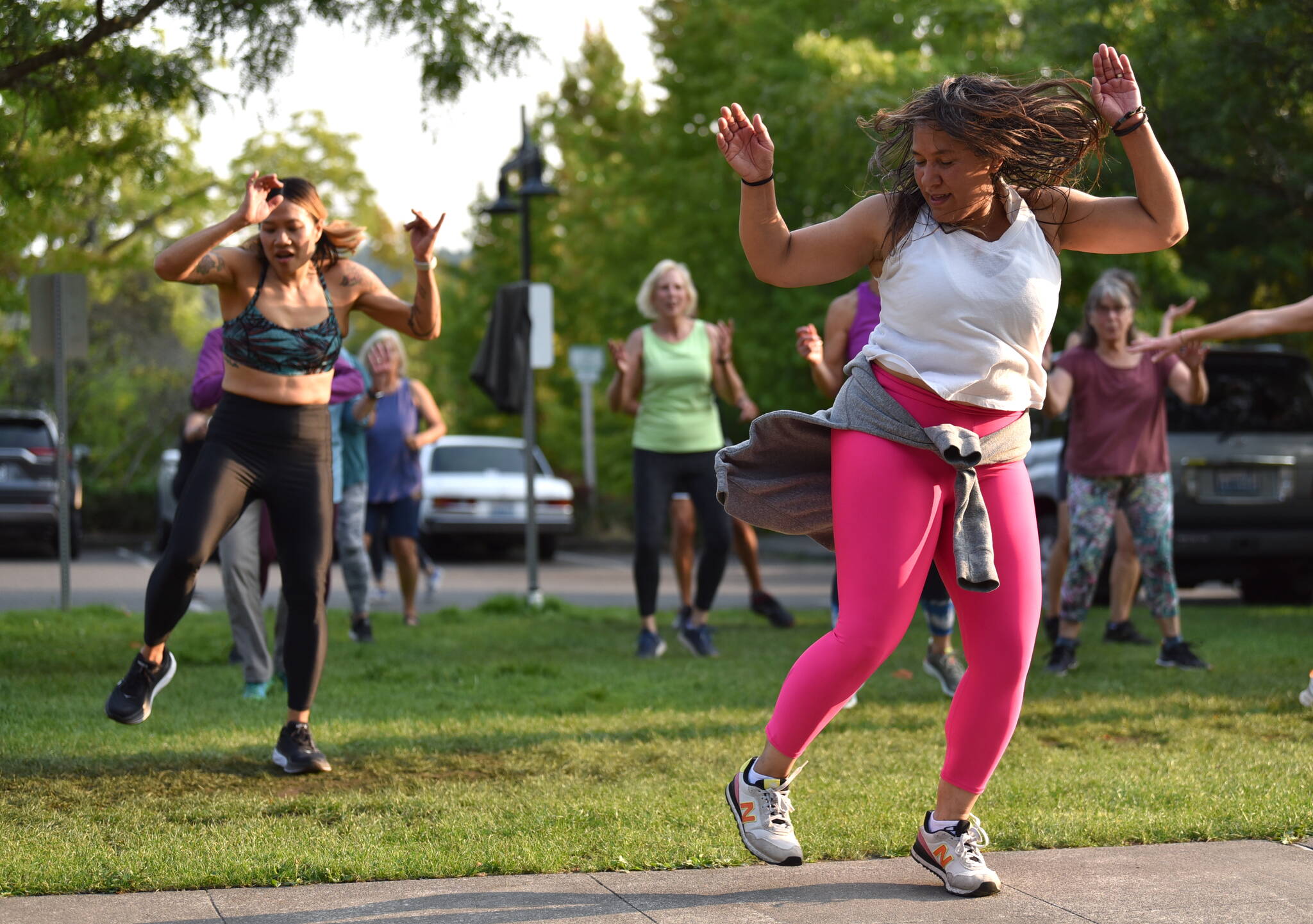 Nancy Treder/Kitsap News Group Photos
Janna Chan participates in the Zumba Dance for Maui fundraiser led by Olymar Gallagher at Town Center Aug. 25.