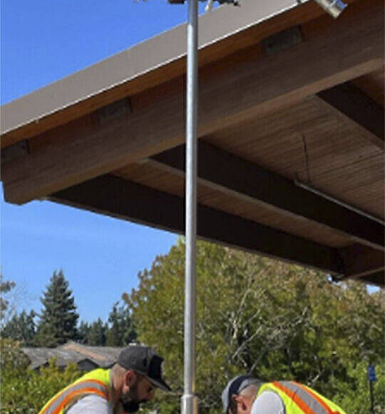<p>COBI courtesy photo</p>
                                <p>City workers put up a 7- by 6-foot dragonfly sculpture in front of Bainbridge Island City Hall recently. It is part of the annual Something New art rotation. The ‘Prehistoric Dragonfly’ by Leon White is made from aluminum, glass and paint. White used vintage glass headlights that glow at night because he wanted its eyes to bulge out.</p>