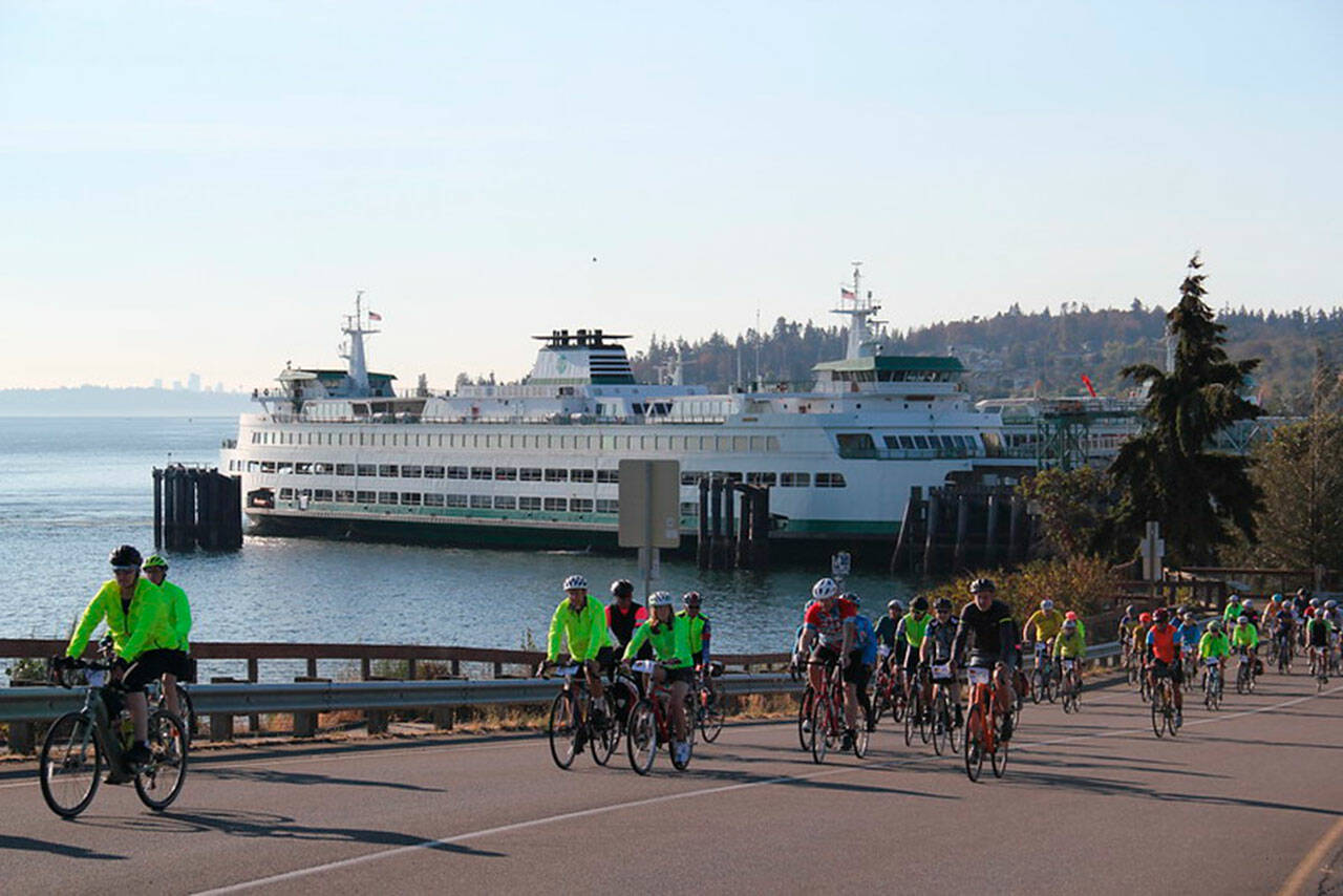 Many cyclists come over from Edmonds to participate in the bike ride.