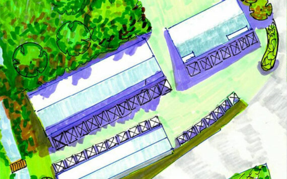 PFM courtesy image
A drawing of what the Poulsbo Farmers Market could look like at the former Public Work’s facility.